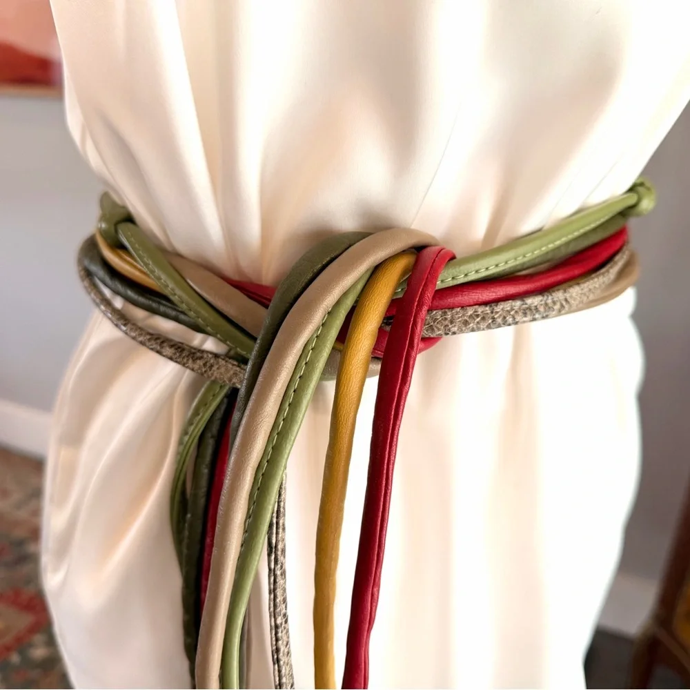 Multicolor Leather Skinny Belt Bundle